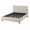 Structure de lit double beige 160 x 200 cm avec sommier à lattes métalliques