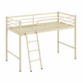 Lit mezzanine en métal crème 198 x 96 x 180 cm, couchage 90 x 190 cm avec échelle