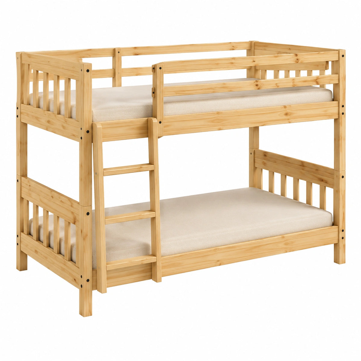 Lit superposé scandinave en pin naturel et beige, 198 x 104 x 160 cm, compatible avec matelas 90 x 190 cm