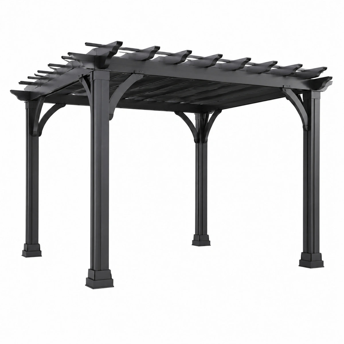 Pergola en aluminium Noir à lames fixes, 400 x 300 x 250 cm