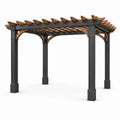 Pergola contemporaine 300 x 300 x 250 cm en métal noir et bois marron
