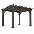 Pergola de jardin en bois noir et marron 400 x 300 x 250 cm avec toit ajouré