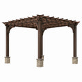 Pergola rustique en bois marron et beige à toiture ajourée, 400 x 300 x 250 cm