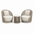 Ensemble contemporain beige et blanc cassé avec 2 fauteuils 75 x 75 x 78 cm et table ronde 50 x 50 cm