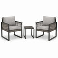 Salon de jardin 3 pièces gris anthracite avec 2 fauteuils 68 x 70 x 78 cm et table 45 x 45 x 45 cm