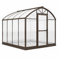 Serre de jardin arquée 300 x 200 x 200 cm en aluminium marron avec panneaux en polycarbonate transparents et porte