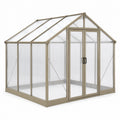Serre de jardin taupe en aluminium avec panneaux translucides et double porte, 190 x 190 x 195 cm