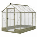 Serre de jardin en aluminium vert kaki et polycarbonate transparent, 190 x 190 x 195 cm